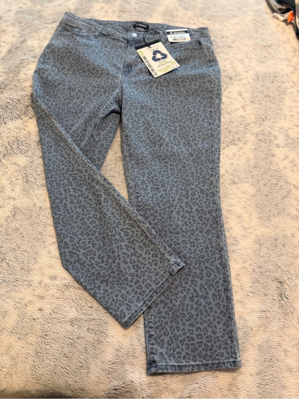 d. jeans Women's Blue Leopard Straight Ankle Skinny Jeans - Picture 2 of 4